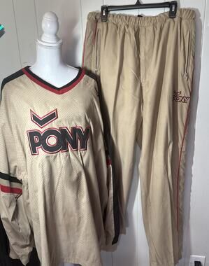 Vintage Number 30 Pony 3XL Tan And Black Jersey Long Sleeve/ Jogger Pants 2XLSet